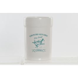DKD Home Decor Bote Utensilios de Cocina Dolomita Blanco y Verde 12.5x12.5x17.5 cm Apto Lavavajillas Microondas Precio: 3.50000002. SKU: S3021236