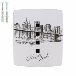 BURG-WÄCHTER 6204/10 Ni Armario para Llaves Skyline NY con Puerta Acero Inoxidable Serigrafiada y Caja Acero Galvanizado Negro Cierre Magnético Ajustable