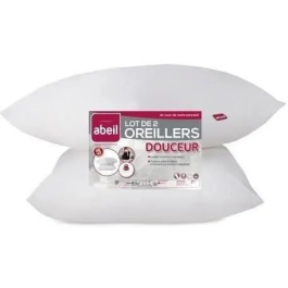 Abeil Juego de 2 almohadas suaves 60x60 cm Blanco Oeko-Tex