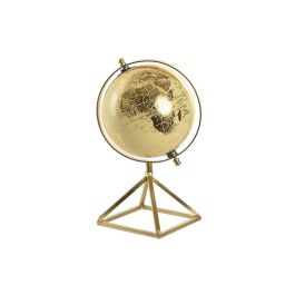 DKD Home Decor Globo Terráqueo Urban Dorado 12x22x12 cm con Base Pirámide de PVC y Hierro