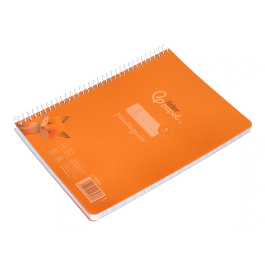 Liderpapel Cuaderno espiral A5 Pautaguía Tapa Plástico 80h 90gr Cuadro Pautado 4mm Color Naranja
