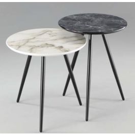 DKD Home Decor Mesita Auxiliar Moderno Blanco Negro Metal Resina 46 x 45 x 46 cm Set de 2 Precio: 95.5000002. SKU: S3034294