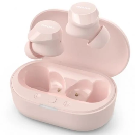 Philips Auriculares Bluetooth TAT1209 Rosa con Estuche de Carga, Autonomía 6h