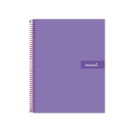 Cuaderno Espiral Liderpapel A4 Crafty Tapa Forrada 80H 90 gr Cuadro 4 mm Con Margen Color Violeta 5 unidades