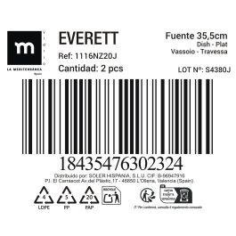 La Mediterranea Fuente Oval Everett Opal 35.5 cm (12 Unidades)