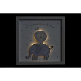 DKD Home Decor Baby safari 22 Decoración Luminosa Blanco Gris 23 x 23 x 4 cm (6 Unidades)