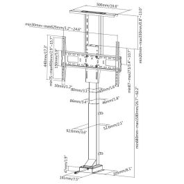 Equip 650606 Soporte de Suelo Motorizado para TV de hasta 65" y 50 kg - VESA 200x200 a 600x400 mm, Color Negro