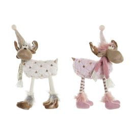 Figura Navidad Fantasia DKD Home Decor Rosa Blanco 20 x 40 x 12 cm (2 Unidades)