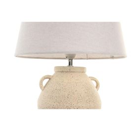 DKD Home Decor Lámpara Sobremesa Blanco Rozado Gres y Lino 33 x 50 x 33 cm
