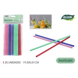 Pajitas de plástico reutilizables, 25 unidades, 19.5/8 cm, colores variados - Algon (24 Unidades) Precio: 17.69000035. SKU: B1HQ9DQ7WT
