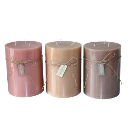 DKD Home Decor Vela Básicos de Cera Marrón y Marrón Oscuro 14.5x14.5x20 cm - Set 3 Unidades, 155h Duración