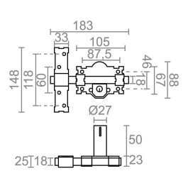 Micel Cerrojo CRR07 Sobreponer 105mm Placa 50mm Cilindro Gris Acero Reversible 3 Llaves