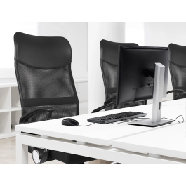 Q-connect Silla de Dirección Base Metal Respaldo Alto Regulable en Altura Piel y Malla Negro