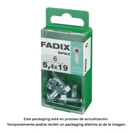Fadix 10910038 Tornillo Rosca Chapa Hexagonal Autotaladrante 5,4x19mm Caja 6 Unidades Acero DIN 7504k