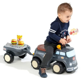 Falk Food Truck Correpasillos para Bebés con Asiento Abatible, Volante con Claxon, Remolque y Accesorios - A Partir de 12 Meses