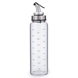 Quid Aceitera Vidrio Ébano 0,5 L, Transparente, con Tapón a Presión y Dosificador de Plástico, 100% Higiénica, Apto Lavavajillas