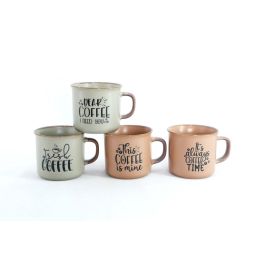 DKD Home Decor Mug Scandi Rosa Azul 7 x 8 x 9 cm Set de 4 Piezas 285ml Gres Apto Microondas Lavavajillas