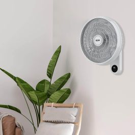 Edm Ventilador de Pared con Mando a Distancia, Blanco, 55W, Ø40cm, 3 Velocidades, Oscilante, Pantalla LED Edm Ventilador de Pared con Mando a Distancia, Blanco, 55W, Ø40cm, 3 Velocidades, Oscilante, Pantalla LED
