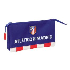 Safta Portatodo Triple Atlético de Madrid 22x12x3 cm - Estuche Escolar con 3 Cremalleras para Niños +3 Años