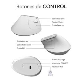 SUBBLIM NATURE VERTICAL ERGO DUAL MOUSE BATTERY WHITE