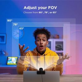 Lenovo 4XC1Q25245 Webcam 2K QHD, Full HD 1080p, Campo de Visión Ajustable 90/78/65°, Micrófono Direccional, Autofoco, HDR, Encuadre AI, USB-C, Negro