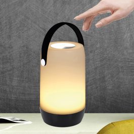 Home Deco Factory Lámpara Led Táctil Negra con Asa Interior y Exterior Portátil