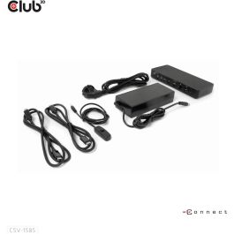 Club3D KVM Switch 4K60Hz 2x USB-C> HDMI/DP/3xUSB/2xUSB-C/LAN Conmutador/Docking Station DisplayPort/HDMI 4K60Hz USB-C Negro