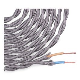 Edm Carrete cable textil trenzado h03vv-f 2 x 0,75 mm² gris oscuro, 5 m