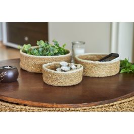 Privilege Set de 3 Cestas Redondas de Mimbre - Ø26 cm, Ø20 cm y Ø17 cm (4 Cajas)