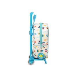 Mochila Escolar con Ruedas Baby Shark Surfing Azul Blanco 22 x 27 x 10 cm