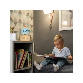 Wondee Lampara Robbot Bebe Madera Personalizable con Nombre - Luz Nocturna Infantil con USB-C y Pilas, Incluye Kit Letras (170x50x125 mm)