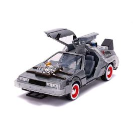 Coche de metal dlorean regreso al futuro iii con luz escala 1:24 30x15x11 cm