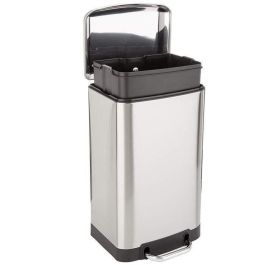 Kitchen Move Cubo de basura con pedal rectangular para cocina 30L Acero inoxidable cepillado Greenwich