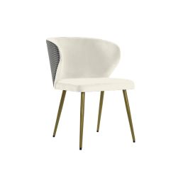 DKD Home Decor Silla Glam Blanca y Negra de Poliéster y Metal. Altura de Asiento 48cm, Desmontable. Dimensiones 58x58x78 cm. Precio: 141.50000029. SKU: B1BWZ9W8VP