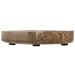 DKD Home Decor Vaciabolsillos Decorativo Oriental para Entrada Madera de Mango Diseño Hoja de Buda Blanco Natural 10x10x2 cm