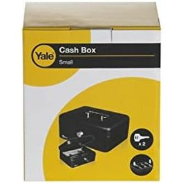 YALE Caja de dinero de seguridad con cerradura de cilindro y 2 llaves - 20 x 16 x 9 cm - Negro