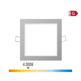 Edm Mini Downlight LED Empotrable Cuadrado 6W 4000K Luz Día, Cromo 11.7x11.7cm