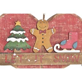 DKD Home Decor Adornos Colgantes de Navidad Tradicionales en Madera, Colores Rojo y Verde - Pack 12 Unidades Surtidas