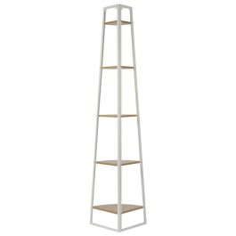 Home Deco Factory Estantería Esquina 5 Baldas Blanca Essentiel - Metal y Madera 34x34x180 cm