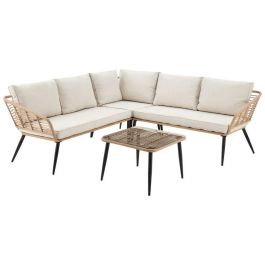 Sofa DKD Home Decor Beige Natural 75 x 72 x 128 cm Set de 4