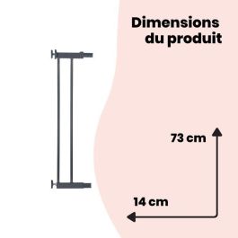 Safety 1st Extensión metálica 14 cm para Barreras Easy Close Metal & Auto-Close U-PRESSURE Negro