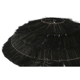 DKD Home Decor Lámpara de Pie Tropical Negra de Fibra y Metal 171 cm Alto, Base 80x80 cm - Compatible E27, 50W. Diseño Desmontable