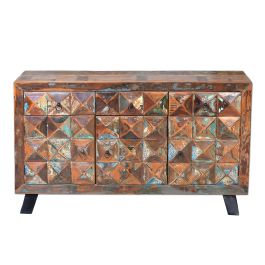 Giner Y Colomer Aparador Madera Reciclada Multicolor 90x150 cm 3 Cajones 3 Puertas