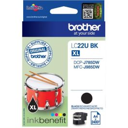 Brother LC22UBK Cartucho de Tinta Original Negro Rendimiento 2400 Páginas para DCP-J785DW MFC-J985DW