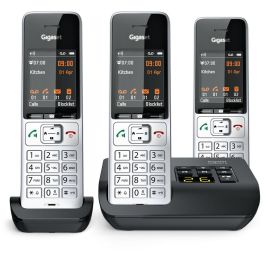 Gigaset COMFORT 500A trio Teléfono DECT/analógico con contestador automático y 3 terminales Negro/Plata