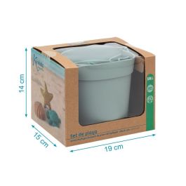 KioKids Set de Juego de Playa de Silicona Verde, 5 Piezas: Cubo, Pala y 3 Moldes de Arena. Seguro y Fácil de Limpiar para Niños +18 meses