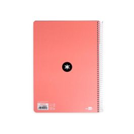 Cuaderno Espiral A4 Antartik Tapa Dura 80H 90 gr Cuadro 4 mm Con Margen Color Coral