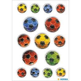 HERMA 6251 Stickers "MAGIC BUNTE FUSSBÄLLE" de Plástico Multicolor Permanentes para Niños, Tema Fútbol, 15 Piezas