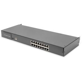 Digitus Conmutador KVM modular Cat.5, 16 puertos Ethernet, Montaje en rack 1U, USB, hasta 60m