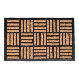 Edm Felpudo Panamá 60x40cm Fibra Coco y Goma Antideslizante, Marrón/Negro